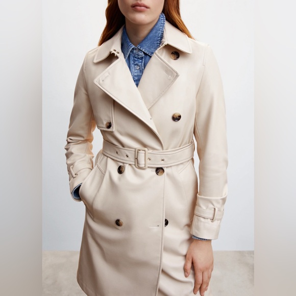 NWT - Mango - buttery faux Leather trench coat - M - Picture 9 of 15